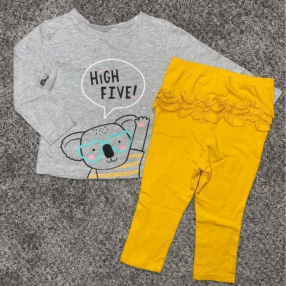 Carter’s Girls Shirt Top long sleeve Old Navy Leggings Pants yellow 18mo - 24mo